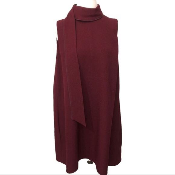 Victoria Beckham Iron Red Burgundy Sleeveless Crepe Mini Dress Size 0 NWT - Picture 3 of 9